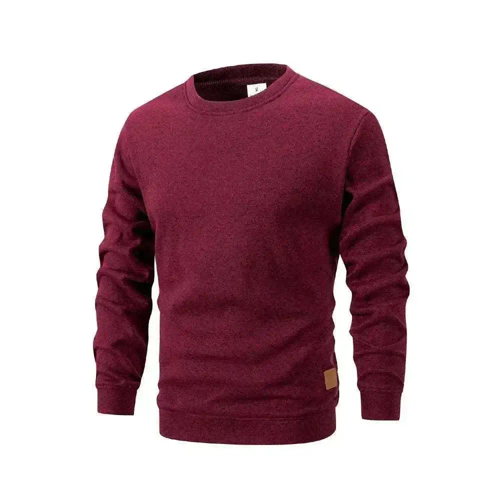Men's Long Sleeve Wine Red Sweaters Maroon Crew Neck