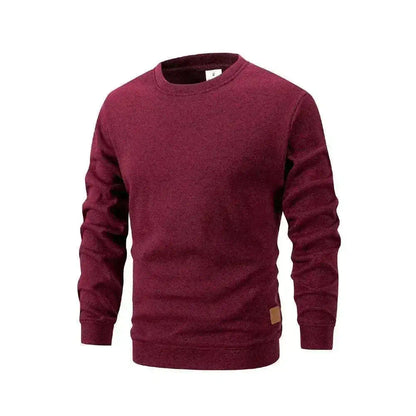 Men's Long Sleeve Wine Red Sweaters Maroon Crew Neck