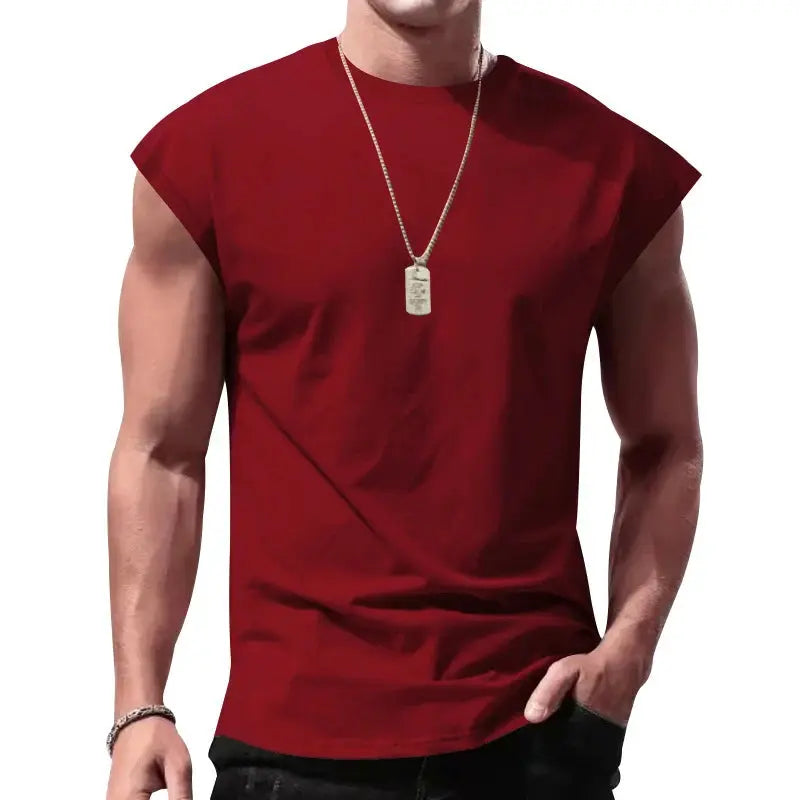 Men's Loose Short Sleeve T-Shirt Wine Red
