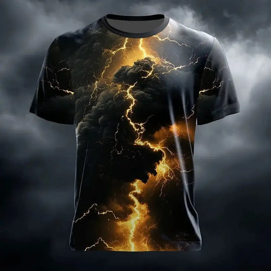 Men's Optical Illusion Lightning T Shirt Short Sleeve