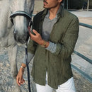 mens casual shirts uk, Men's Shirt Long Sleeve Army Green 1 Regular Fit
