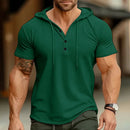 mens t shirts uk, Men's Short-sleeved Green T-shirts for Sports and Fitness American-style Henley 