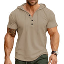 mens t shirts uk, Men's Short-sleeved Khaki T-shirts for Sports and Fitness American-style Henley 
