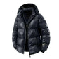 mens winter jackets uk offers Men Black Puffer Jacket  Winter with Fully Hooded front jacket view