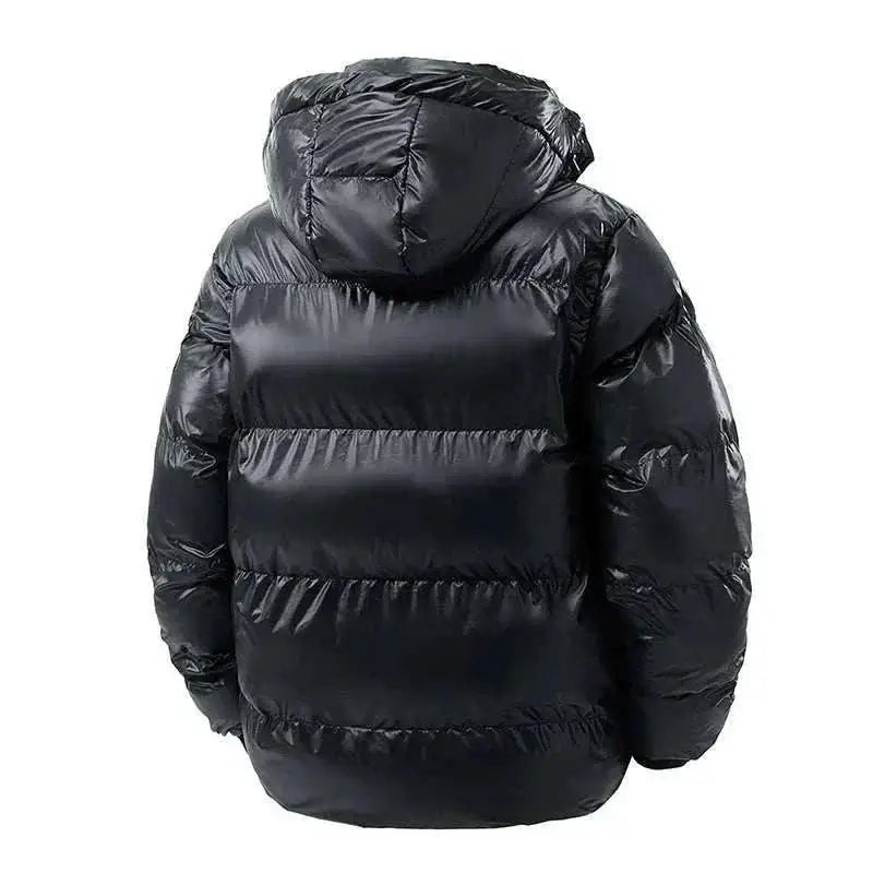 winter coats men offers Men Black Puffer Jacket  Winter with Fully Hooded back view