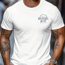 Men's summer printed round neck short T-shirt white