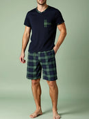men's pyjamas uk, Mens Pajama Sets Short Sleeve Plaid 