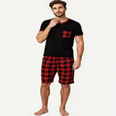 men's pyjamas uk, Mens Pajama Sets Short Sleeve Red Black Plaid