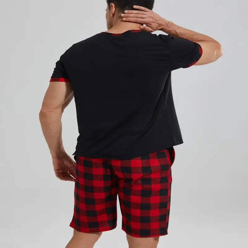 men's pyjamas uk, Mens Pajama Sets Short Sleeve Plaid