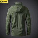winter coats men, Mens Khaki Windbreaker Jackets Back View 