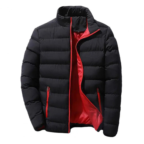 Padded Mens Jackets Black Winter Casual Windbreaker 