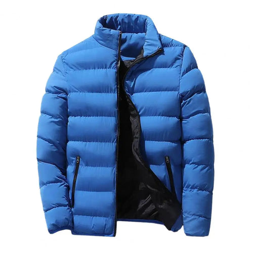 Padded Mens Jackets Sky Blue Winter Casual Windbreaker 