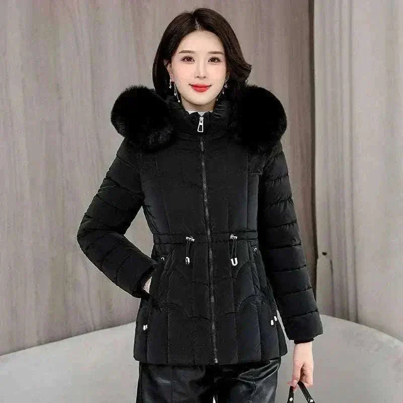 womens coats uk offers Women Parkas Fashion Warm Cotton Black Padded Coat