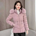womens coats uk offers Women Parkas Fashion Warm Cotton Pink Padded Coat