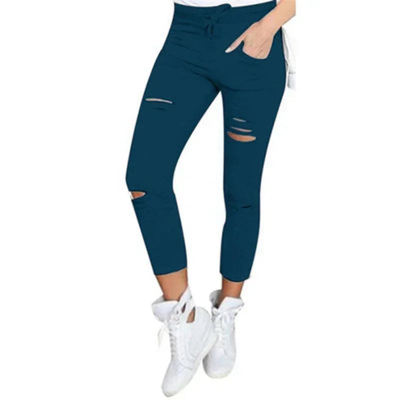 womens jeans uk,  Ripped Jeans for Women Big Size Ripped Trousers in Blue