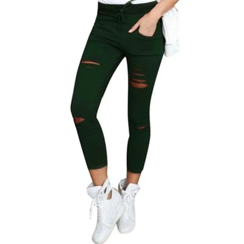 ladies jeans uk,  Ripped Jeans for Women Big Size Ripped Trousers in Green