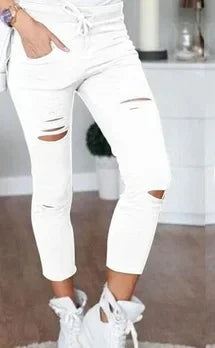 womens jeans uk,  Ripped Jeans for Women Women Big Size Ripped Trousers in White