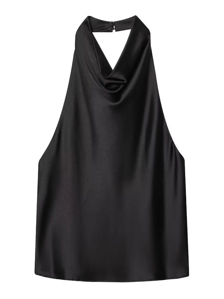 HXAO Top Women Halter Satin Women Tops | ladies tops uk