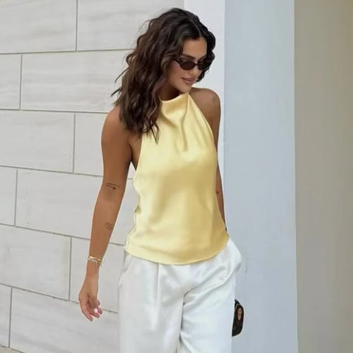 HXAO Top Women Halter Satin Women Tops | ladies tops uk