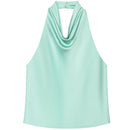 HXAO Top Women Halter Satin Women Tops | ladies tops uk