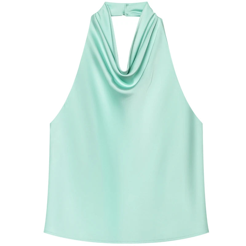 HXAO Top Women Halter Satin Women Tops | ladies tops uk