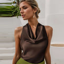 HXAO Top Women Halter Satin Women Tops | ladies tops uk