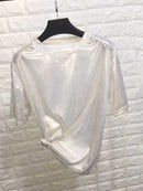 summer woman tops shiny loose short | ladies tops uk