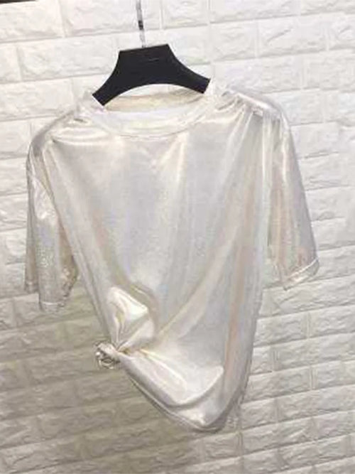 summer woman tops shiny loose short | ladies tops uk