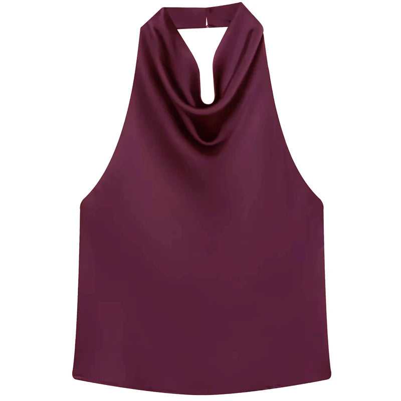 HXAO Top Women Halter Satin Women Tops | ladies tops uk