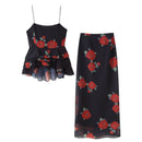 Ladies Skirts uk  | Women's Summer Skirt Two Piece Set Fashion Flower Print Holiday Party 2 set pic