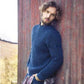Man Wearing Blue Sweater Long Sleeve Straight Round Pullover