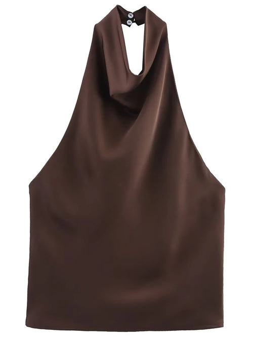 HXAO Top Women Halter Satin Women Tops | ladies tops uk