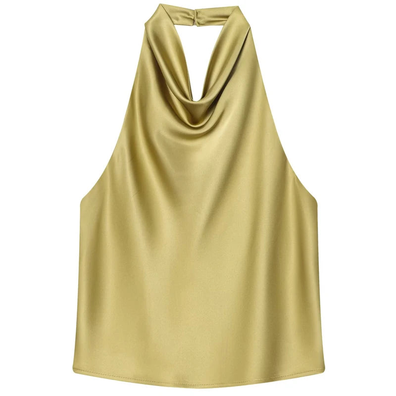 HXAO Top Women Halter Satin Women Tops | ladies tops uk