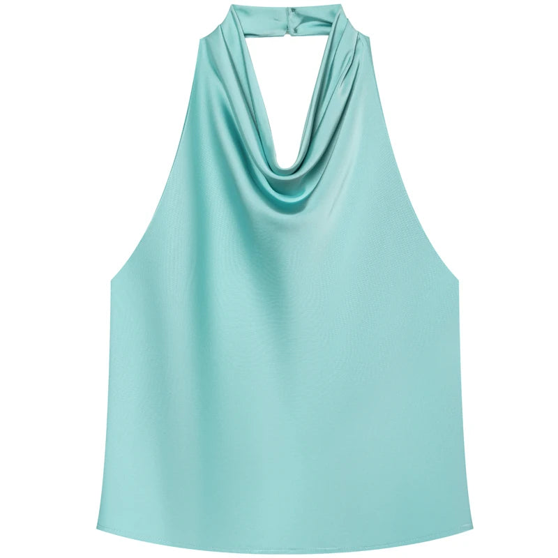 HXAO Top Women Halter Satin Women Tops | ladies tops uk