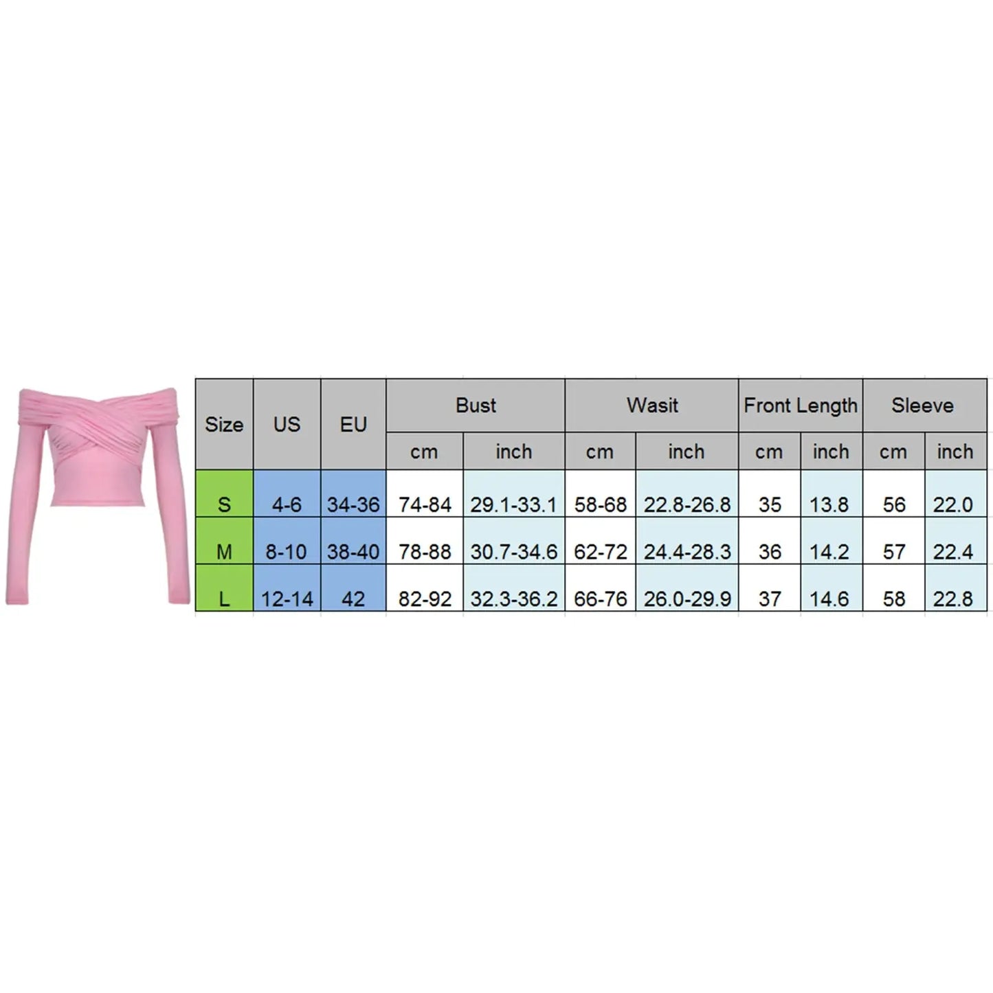 Fashion Front Cross Long Sleeve Slim Fit Tops  | ladies tops uk