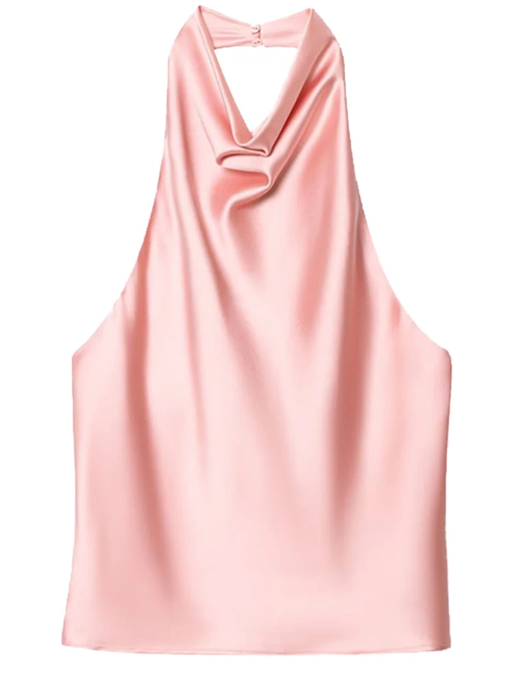 HXAO Top Women Halter Satin Women Tops | ladies tops uk