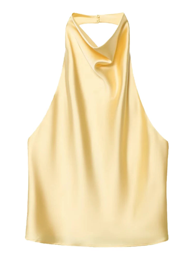 HXAO Top Women Halter Satin Women Tops | ladies tops uk