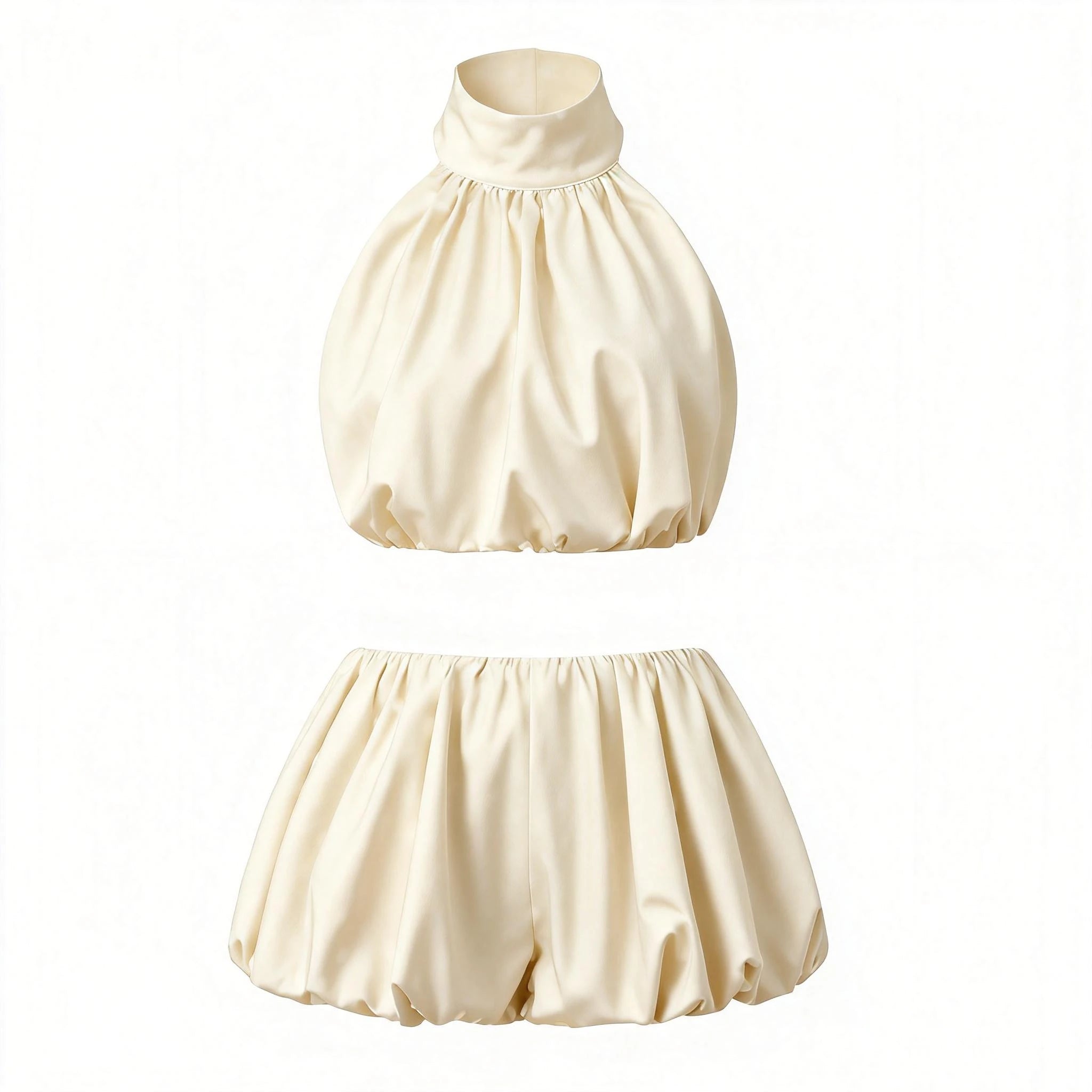 Backless Halter Crop Tops With Mini Skirt Female Outfit | Clothing Casual UK