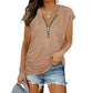 Short-Sleeved Pink T-shirt Blouse with Chest Zipper, clothing casual