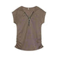 Short-Sleeved T-shirt Blouse with Chest Zipper
