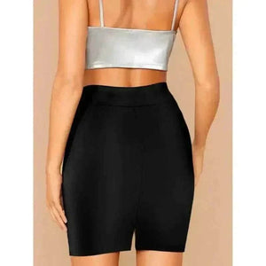Simple Women's Black Knee-Length Skirts For Commuting And Party Wear Back View