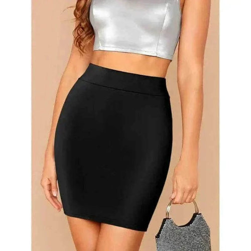 skirts for women offers Simple Women's Black Knee-Length Skirts For Commuting And Party Wear
