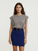 skirts for women offers Simple Women's Blue Knee-Length Skirts For Commuting And Party Wear