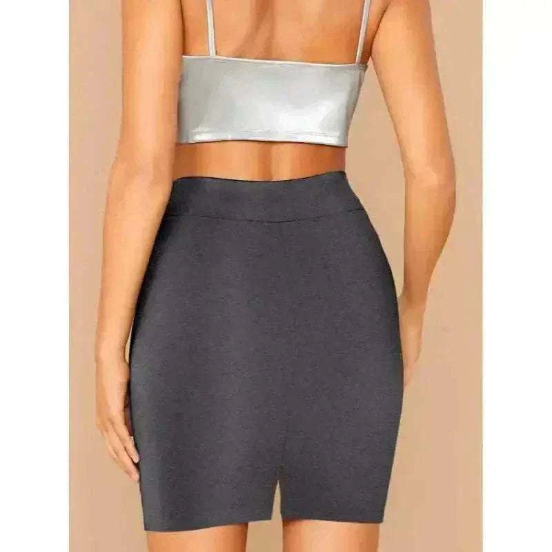 skirts for women offers Simple Women's Gray Knee-Length Skirts For Commuting And Party Wear Back View