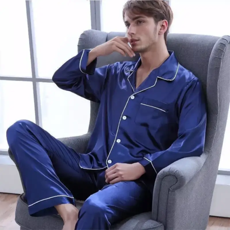 men's pyjamas uk,Sleepwear For Man Shirt Long Sleeve Pyjama blue