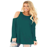 Stitching Cold Shoulder Long Sleeves Spring Summer Tops
