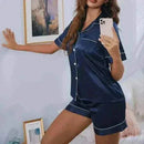 pajamas for women uk, Women Wearing Navy Blue Wearing pyjama sets