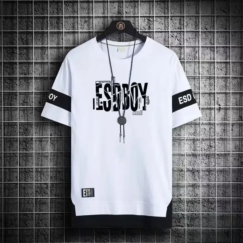 mens t shirts uk | Summer T-shirt for men Round Neck Short sleeved White