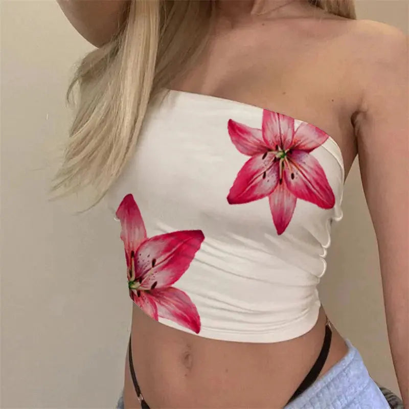 Summer Tube Tops For Women Floral Print Off C Variant