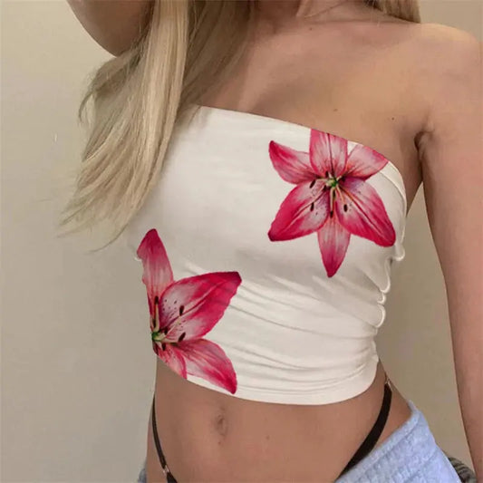 Summer Tube Tops For Women Floral Print Off C Variant